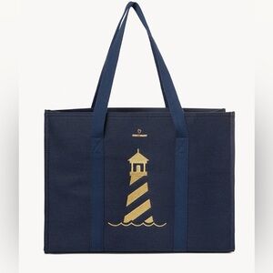 Spartina 449 Navy Carry All Tote Lighthouse – Roomy Coastal Linen Tote NWT